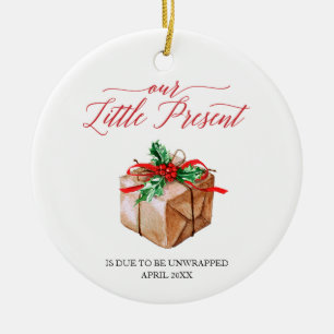 Pregnancy Announcement Our Little Present Custom Ceramic Tree Decoration