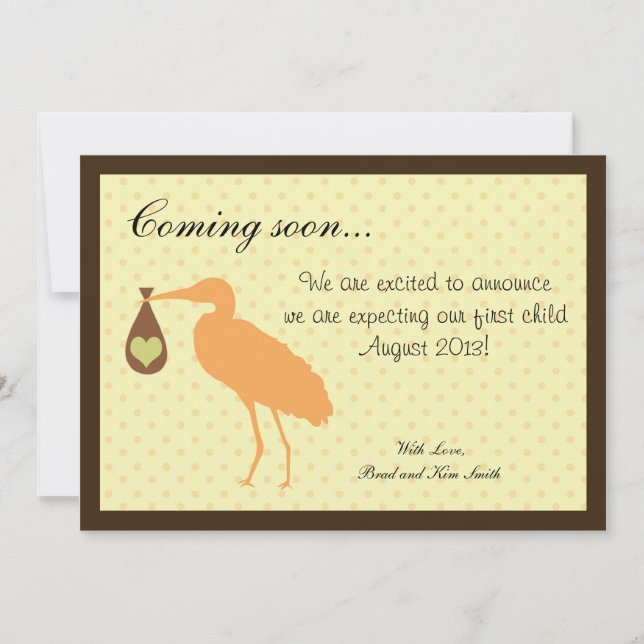Pregnancy Announcement Personalised Stork (Front)