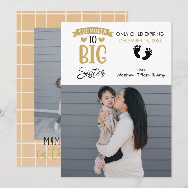  Pregnancy Announcement Photo | Big Sister (Front/Back)