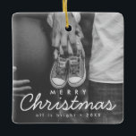 Pregnancy Announcement Photo Christmas Ceramic Ornament<br><div class="desc">Pregnancy Announcement Photo Christmas Ceramic Ornament. Personalised Christmas ornament.</div>