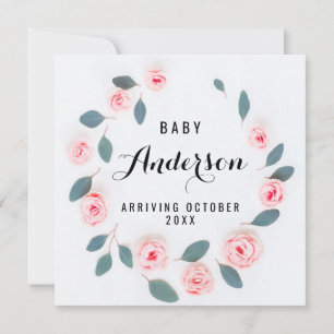 Pregnancy Announcement - Pink Greenery Wreath