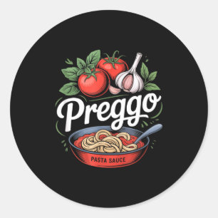 Pregnancy Announcement Prego Pasta Sauce Funny Pre Classic Round Sticker