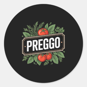 Pregnancy Announcement Prego Pasta Sauce Funny Pre Classic Round Sticker