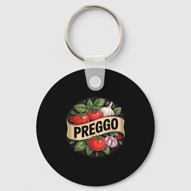 Pregnancy Announcement Prego Pasta Sauce Funny Pre Key Ring (Front)