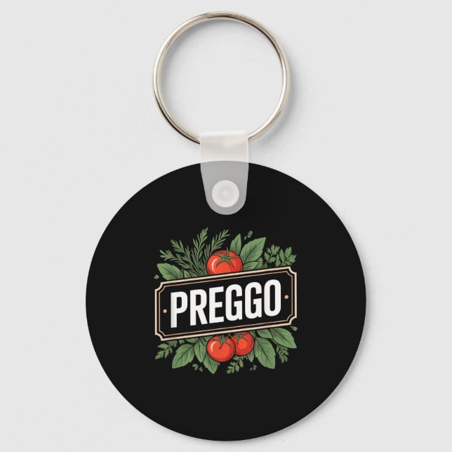 Pregnancy Announcement Prego Pasta Sauce Funny Pre Key Ring (Front)