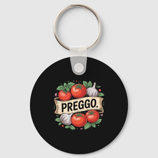 Pregnancy Announcement Prego Pasta Sauce Funny Pre Key Ring (Front)