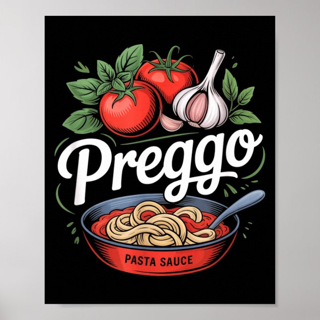 Pregnancy Announcement Prego Pasta Sauce Funny Pre Poster (Front)
