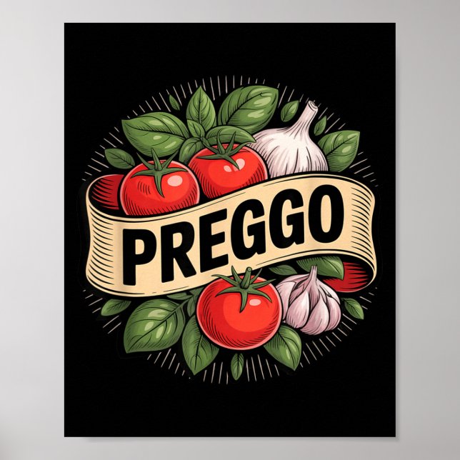 Pregnancy Announcement Prego Pasta Sauce Funny Pre Poster (Front)