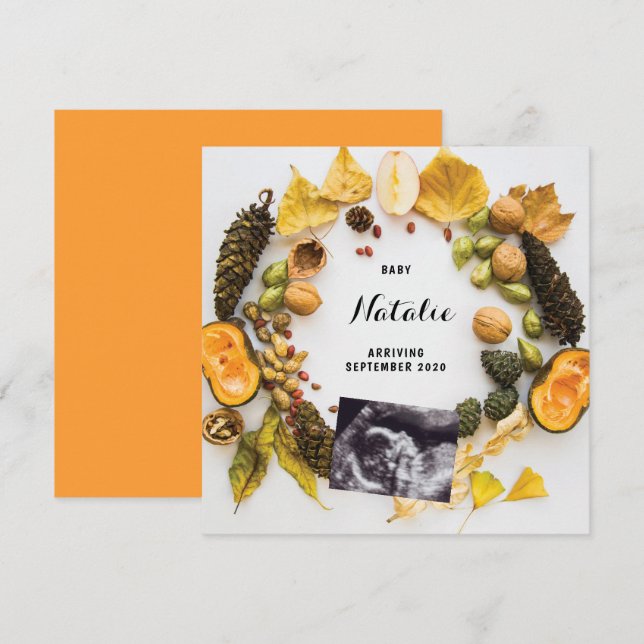 Pregnancy Announcement Pumpkin Fall Autumn Wreath (Front/Back)