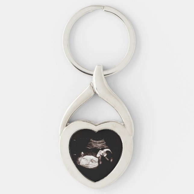 Pregnancy Announcement Sonogram Mon to Be Heart Key Ring (Front)