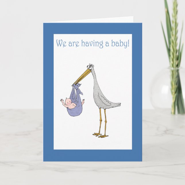 Pregnancy announcement, stork and baby announcement (Front)
