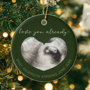 Pregnancy Announcement Ultrasound Keepsake Heart Ceramic Tree Decoration