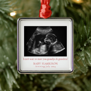 Pregnancy Announcement Ultrasound Photo Christmas Metal Tree Decoration