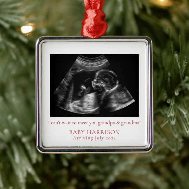 Pregnancy Announcement Ultrasound Photo Christmas Metal Tree Decoration (Tree)