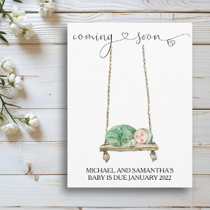 Pregnancy Announcement watercolor Baby Infant  Postcard