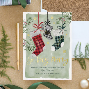 Pregnancy Announcement Watercolor Family Stockings