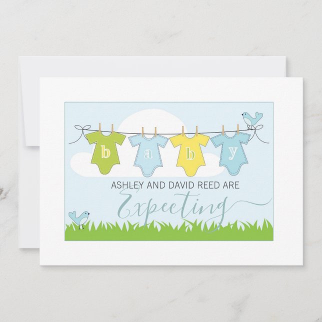 Pregnancy Announcement | Whimsical Clothesline (Front)