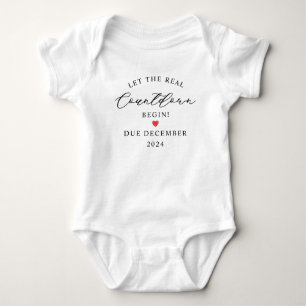Pregnancy Announcement with Heart Script Countdown Baby Bodysuit