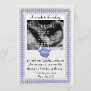 Pregnancy announcement with ultrasound photo