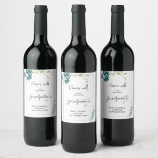 Pregnancy Baby Announcement Grandparents to Be Win Wine Label