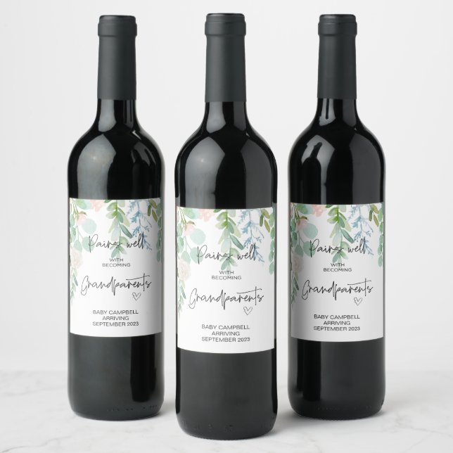 Pregnancy Baby Announcement Grandparents to Be Win Wine Label (Bottles)