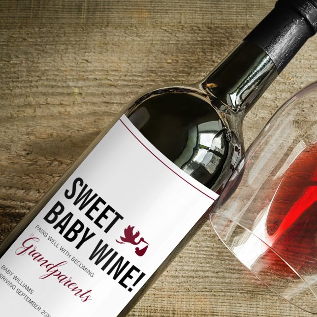 Pregnancy Baby Announcement Grandparents To Be  Wine Label (Creator Uploaded)