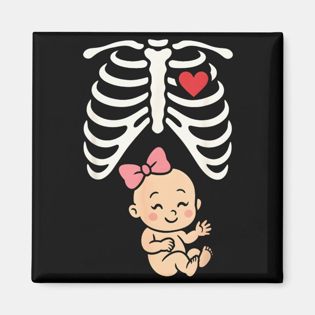Pregnancy Baby Girl Rib Cage Momma Cute Infant On  Magnet (Front)