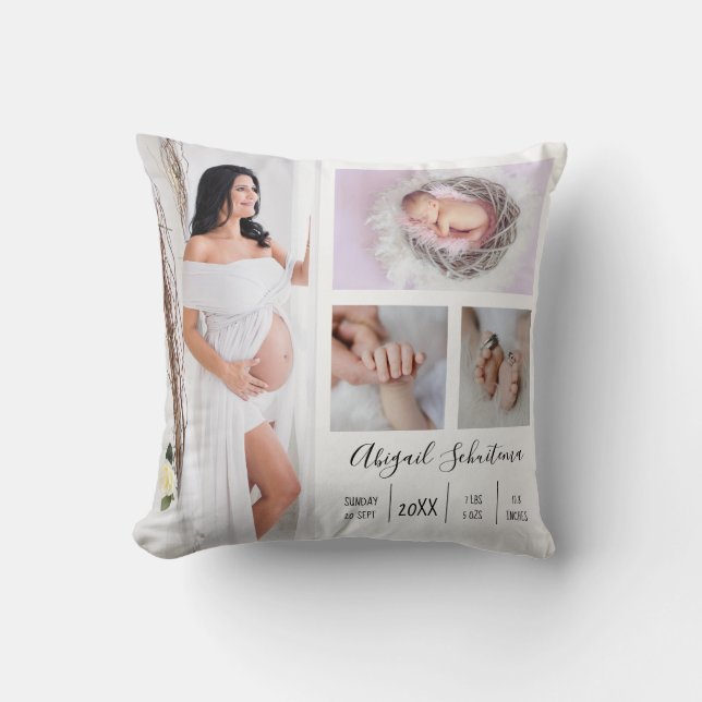 Pregnancy Baby Photo Keepsake Throw Pillow (Front)