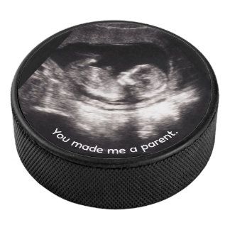 Pregnancy Baby Sonogram Ultrasound Father’s Day Hockey Puck