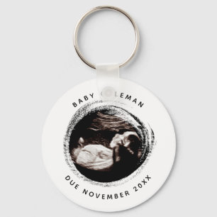 Pregnancy Baby Sonogram Ultrasound Photo Due Date Key Ring