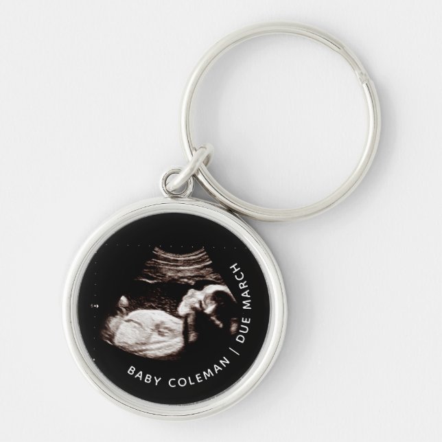 Pregnancy Baby Sonogram Ultrasound Photo New Mum Key Ring (Front)