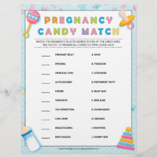 Pregnancy Candy Match [Baby Basics Blue] Custom Letterhead