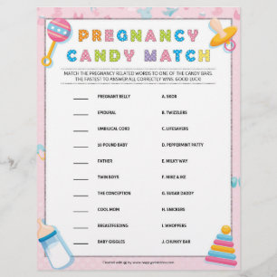Pregnancy Candy Match [Baby Basics Pink] Custom Letterhead