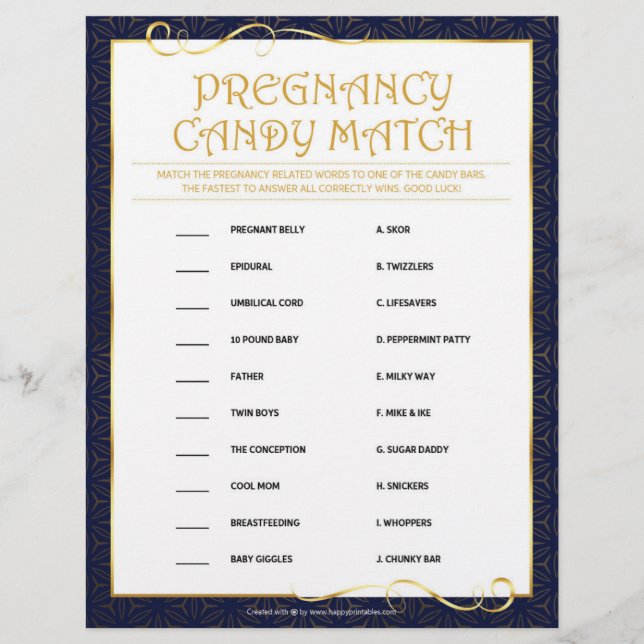Pregnancy Candy Match [Golden Blue] Custom Letterhead (Front)
