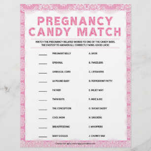 Pregnancy Candy Match [Luxury Lace [Pink]] Custom Letterhead