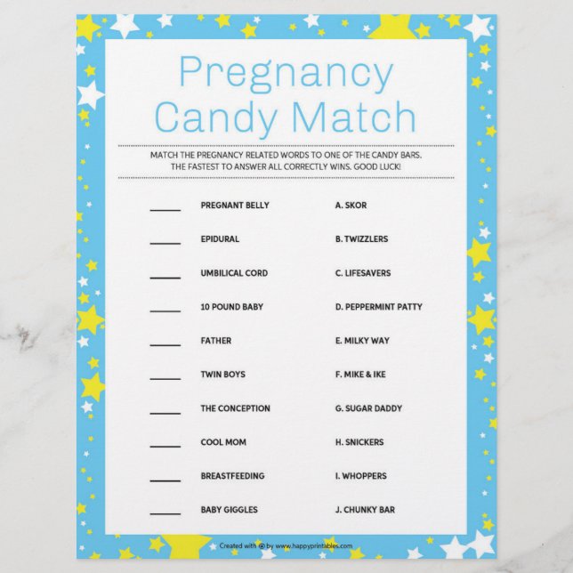 Pregnancy Candy Match [Starry Night Blue] Custom Letterhead (Front)