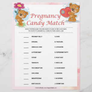 Pregnancy Candy Match [Teddy Bears] Custom Letterhead