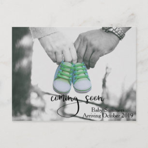 Pregnancy Child Coming Soon Announcement Shoes Postcard