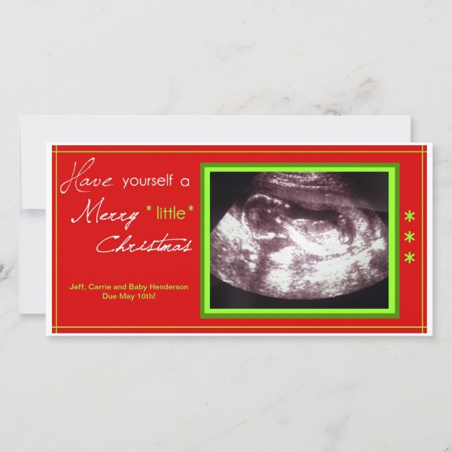 Pregnancy Christmas Card- Ultrasound Photo Holiday Card (Front)