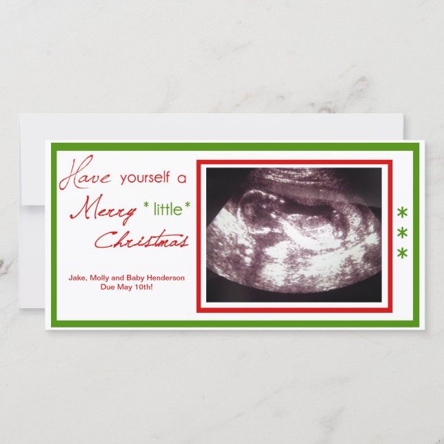 Pregnancy Christmas Card- Ultrasound Photo Holiday Card (Front)