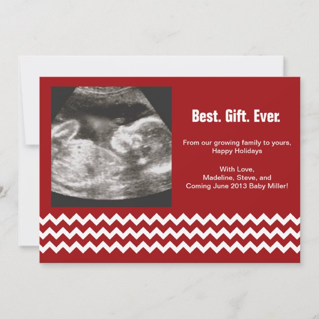 Pregnancy Christmas Cards Ultrasound Announcements (Front)