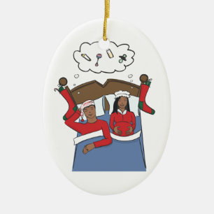 Pregnancy Christmas Ornament- African American Ceramic Tree Decoration