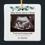 Pregnancy Christmas Tree Decor Ultrasound Ceramic Ornament<br><div class="desc">It's always a good time to share this exciting news with your nearest and dearest. Perfect Christmas gift idea for the grandma to be with ultrasound photo. Customise this unique announcement display, add your details and let everyone know about this special news. Great gift for new parents and baby showers....</div>