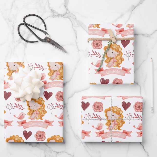 Pregnancy Congrats Wrapping Paper Sheets  (Front)