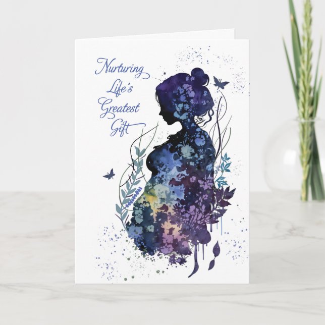 Pregnancy Discomfort Support Artistic Silhouette  Card (Front)