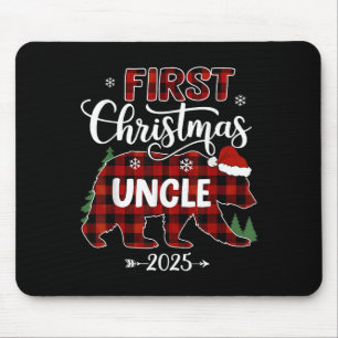 Pregnancy First Christmas Uncle Red Plaid Bear San Mouse Mat
