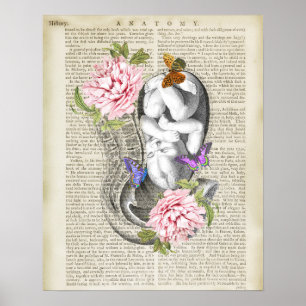 Pregnancy Foetus Uterus Anatomy Floral OBGYN Decor