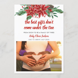 Pregnancy Holiday Announcement Poinsettia Photo