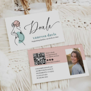 PREGNANCY LINE ART DOULA BIRTH WORKER QRCODE PHOTO BUSINESS CARD