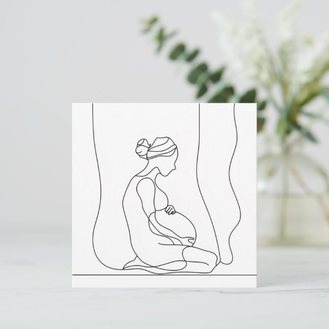 Pregnancy Line Art Invitation (Standing Front)